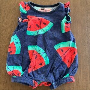 Tea Collection Fruit Watermelon Summer Navy and Red Baby Romper